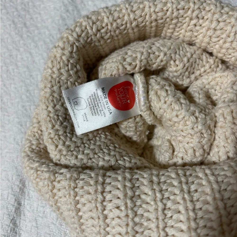 Love Your Melon Ivory Chunky Knit Beanie